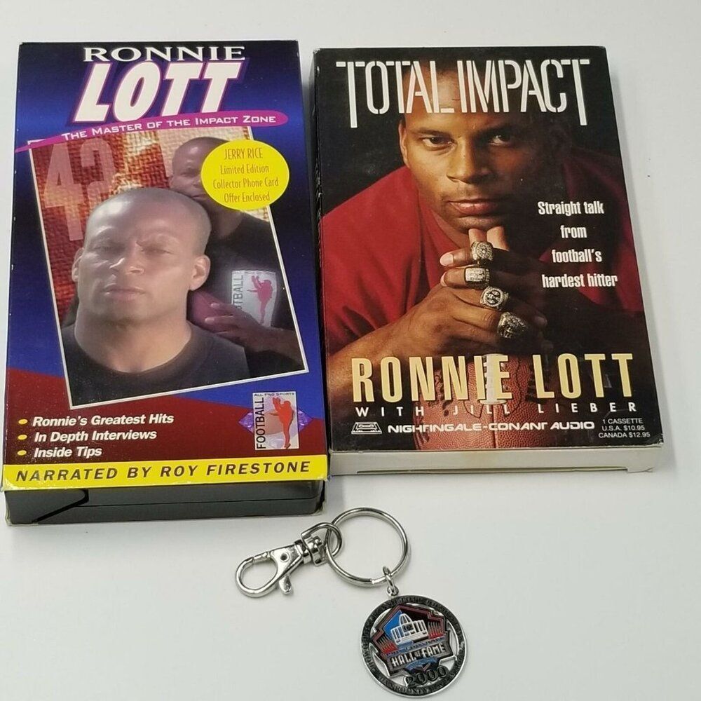 Vintage Ronnie Lott VHS Total Impact Audio Cassette Master Impact Key Ring Lot 3